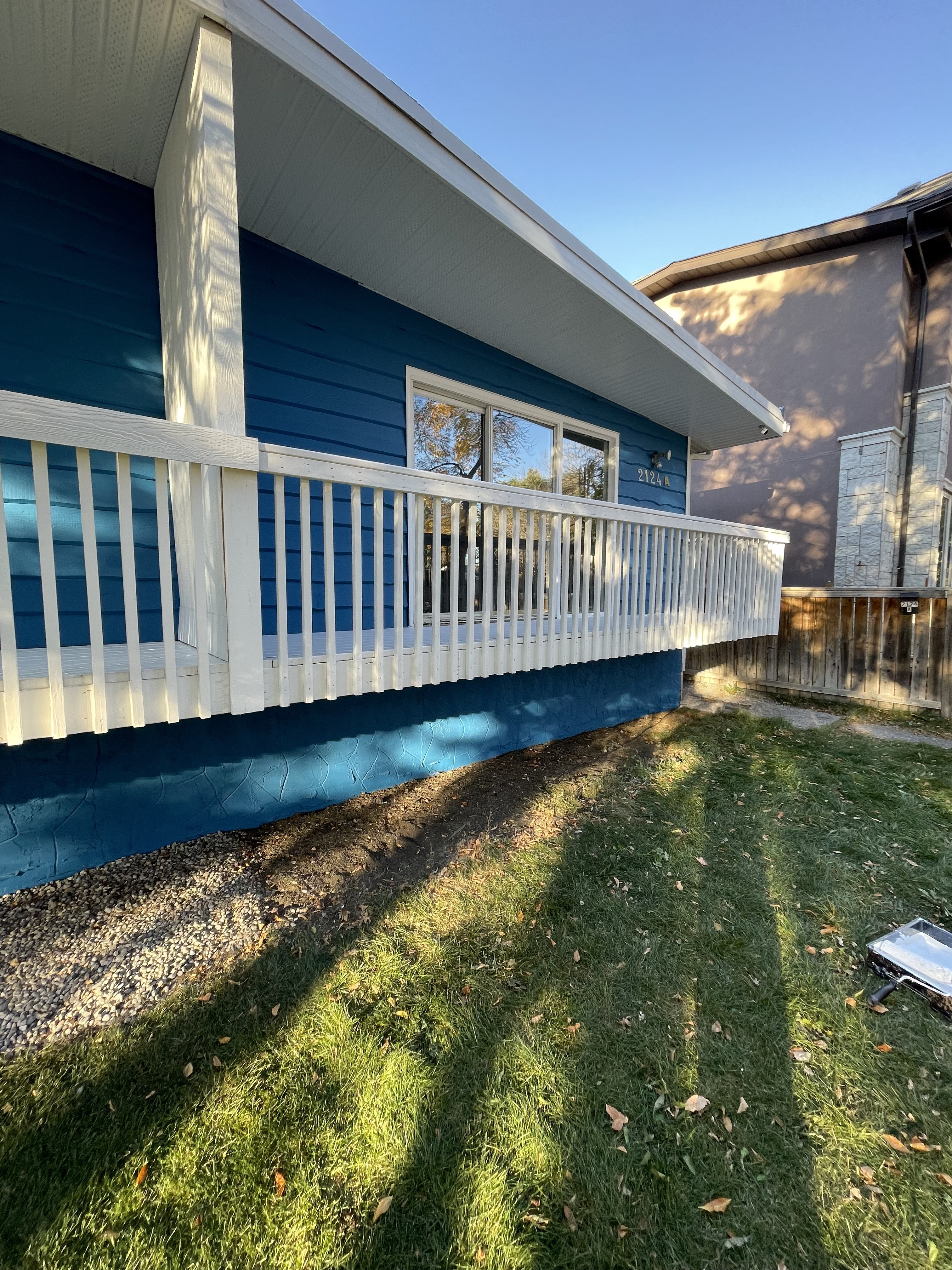 Blue exterior repaint in Calgary, Calgary